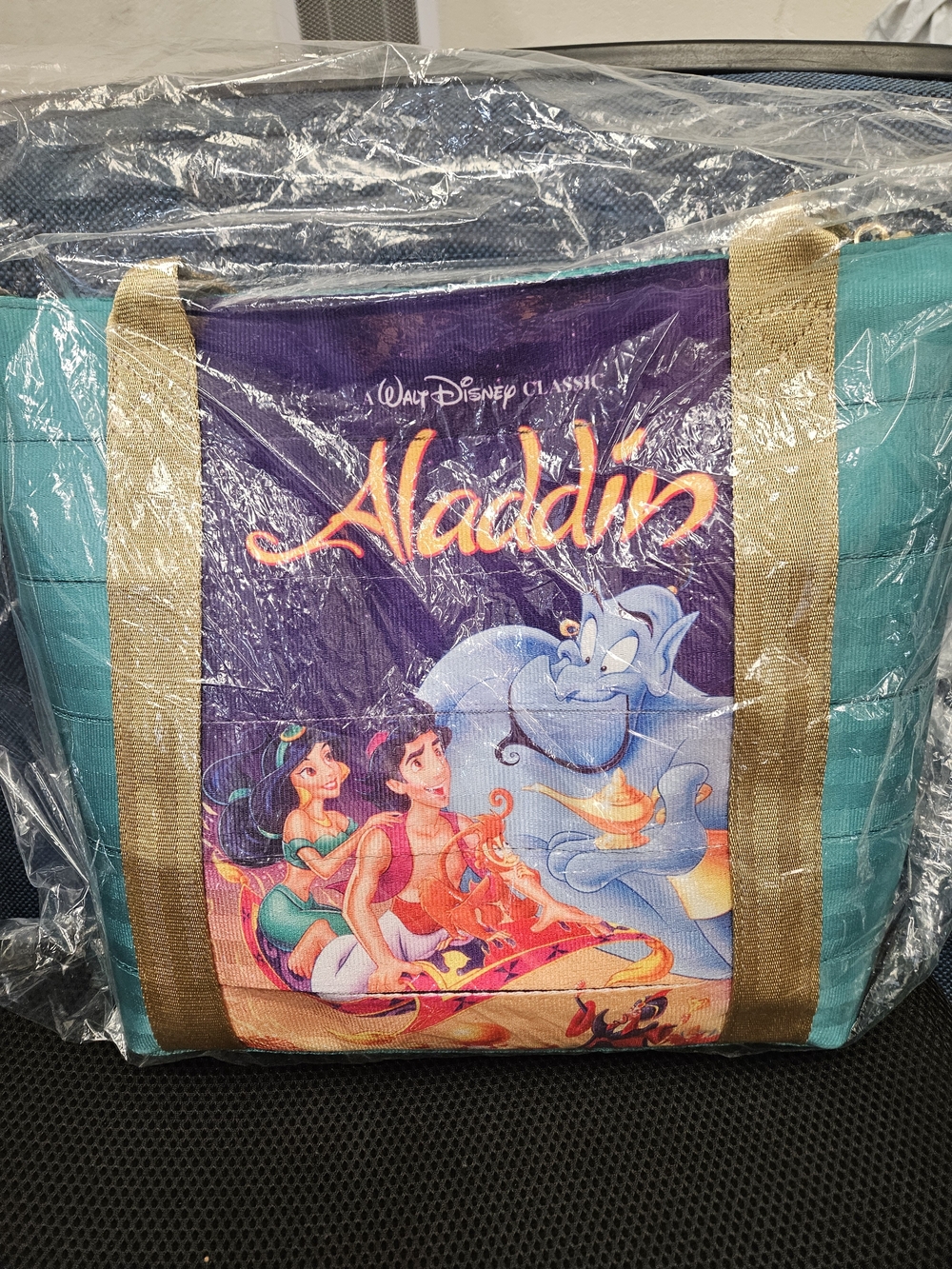 Harveys Aladdin Teal Tote Bag with Gold Straps